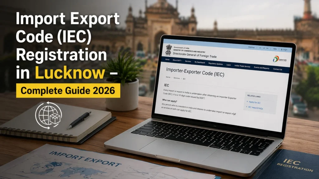 Import Export Code (IEC) registration process in Lucknow through DGFT portal with laptop and business setup